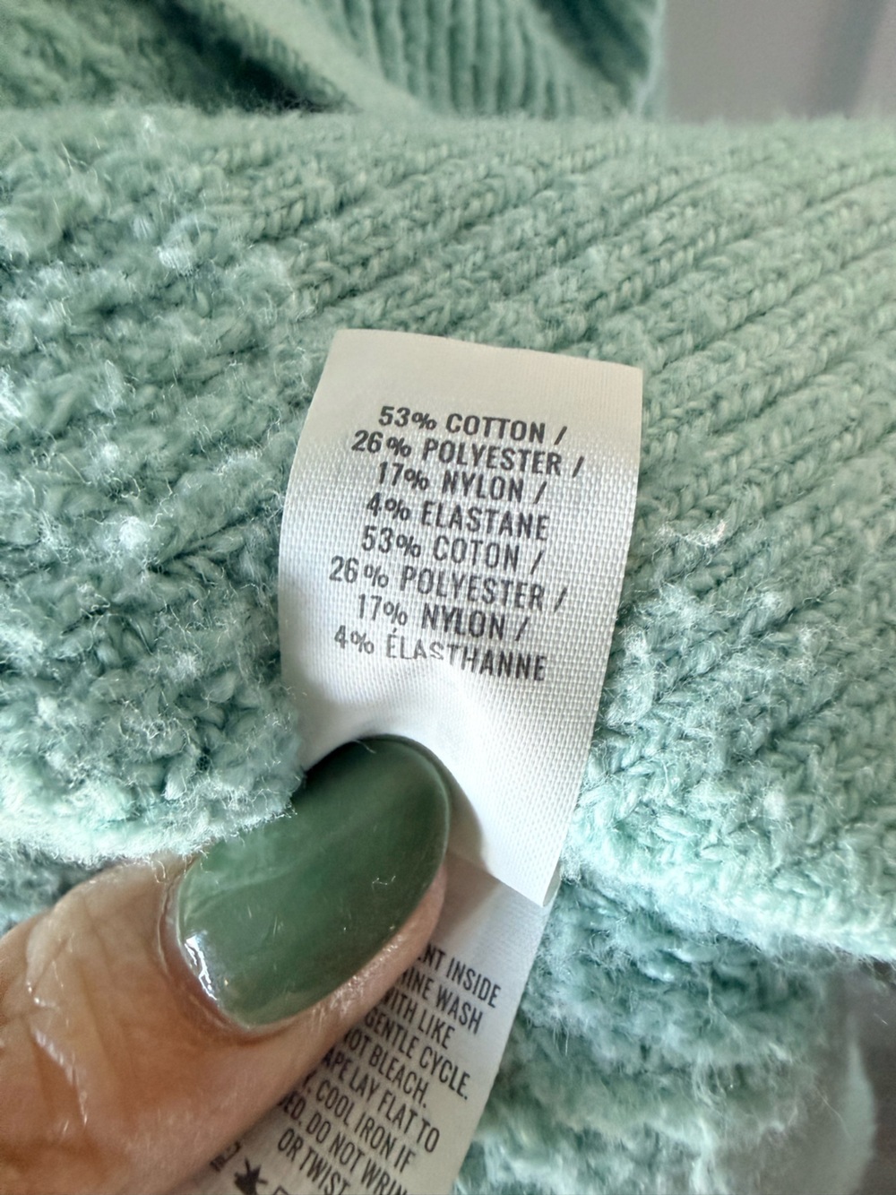Aerie Cozy Waffle-Knit V-Neck Sweater - Seafoam Oversized Medium - Picture 4 of 5
